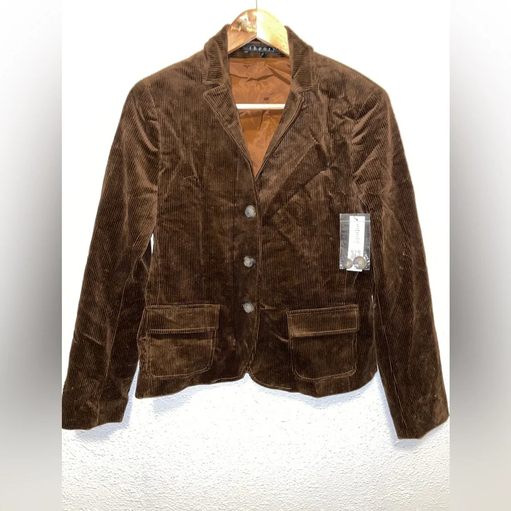 NWT Theory Brown Corduroy 3 Button Front Blazer 12